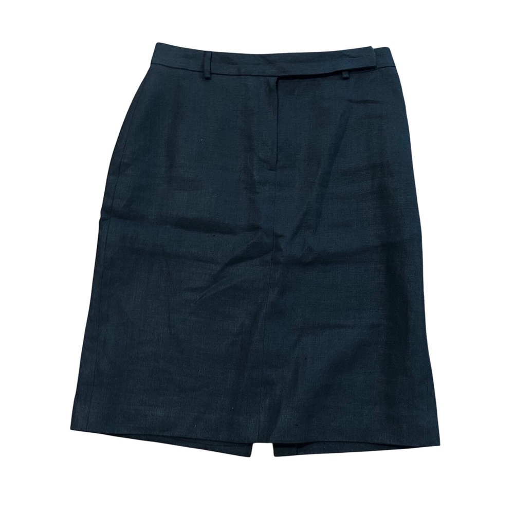 Brooks Brothers Irish Linen Pencil Skirt Black 8 Knee Length Lined Professional